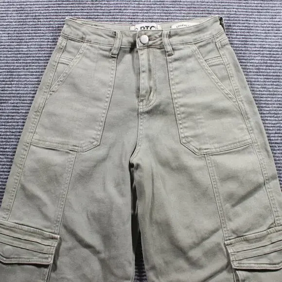 PTCL Cargo Pants Womens 25x32 Sage Wide Leg Utility Pockets Y2K - Picture 4 of 9